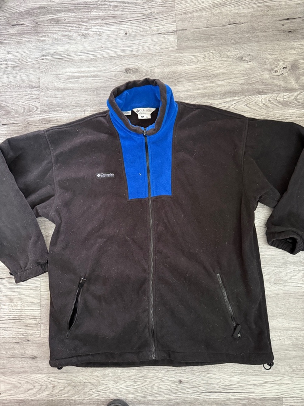 Columbia Men’s Black Fleece Jacket with Royal Blue Chest Panel